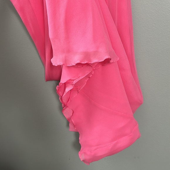 Marian Clayden Pink Chiffon with Silk Lining Maxi body wrapping tank top dress L - Picture 16 of 16